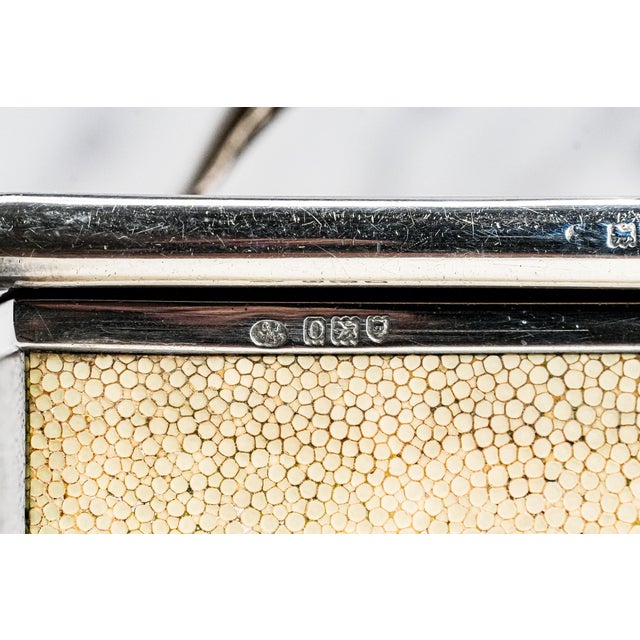 English Edwardian Antique Shagreen Leather Sterling Silver Cigar Box Tobacciana For Sale - Image 12 of 16