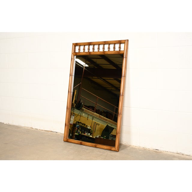 Mid-Century Modern Thomasville Hollywood Regency Faux Bamboo Framed Wall Mirror, Circa 1960s For Sale - Image 3 of 11
