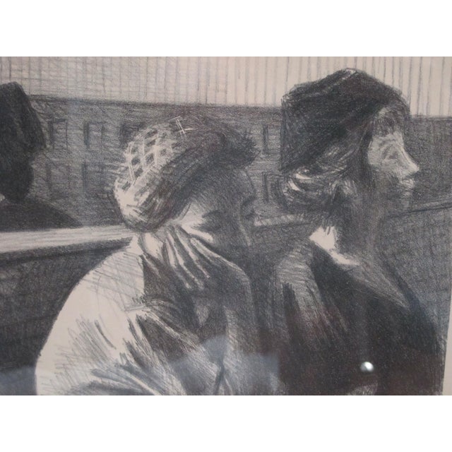 1950s Raphael Soyer Signed Framed Figural Lithograph Print Railroad Waiting Room For Sale - Image 5 of 9