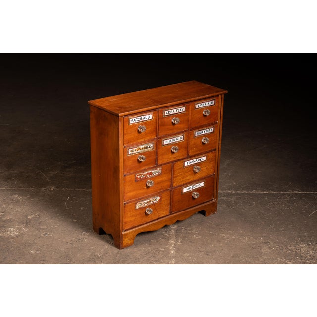 Antique Wooden Apothecary Cabinet With Labeled Drawers For Sale - Image 4 of 9