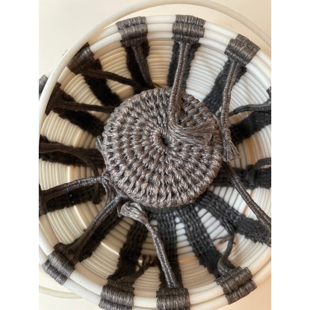 White Late 20th Century Vintage Artist Made Fiber Art Woven Sculpture in Grey and White With Cord For Sale - Image 8 of 8