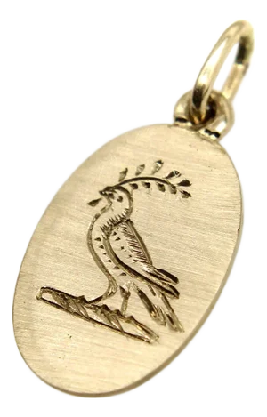 14k Gold Signature Hand Engraved Bird of Peace Pendant