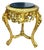 French-Style Gilded Side Table – Black Marble Top With Gold Leaf Floral Details For Sale