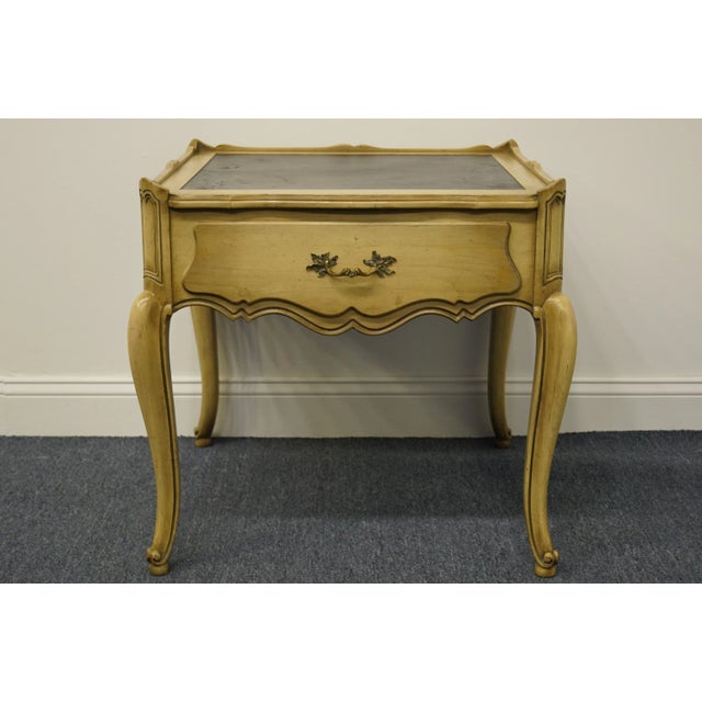 French Provincial John A. Colby & Sons French Provincial Pickled Wood 25" Square Accent End Table For Sale - Image 3 of 13
