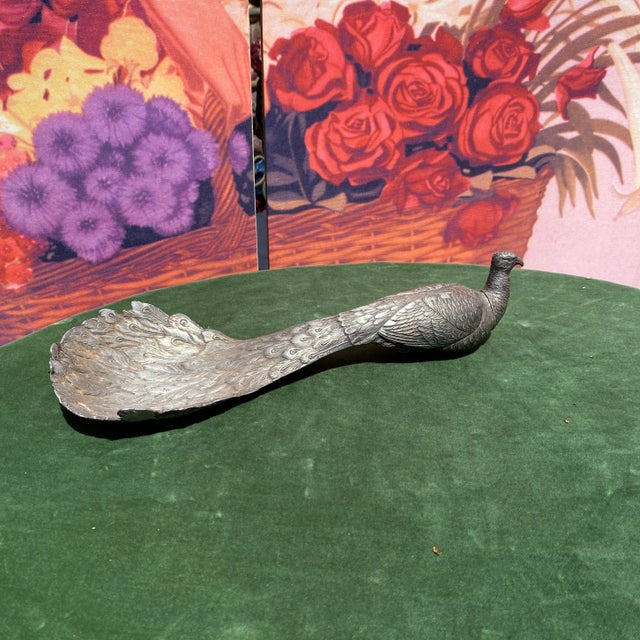 Metal 1970s Metal Peacock Bottle For Sale - Image 7 of 7