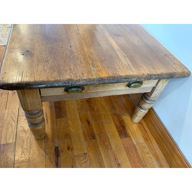 Amber Mid 19th Century Large Irish Pine Coffee Table W/Drawer For Sale - Image 8 of 9
