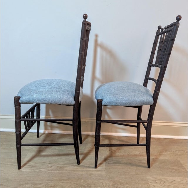 Late 19th Century Antique Faux Bamboo Side Chair - A Pair For Sale - Image 5 of 15