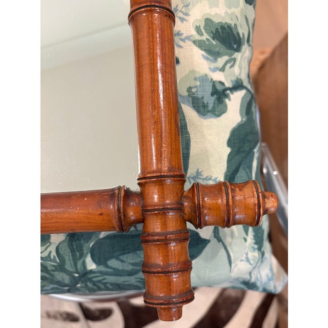 Antique French Faux Bamboo Wall Mirror, Petite Turned Wood Frame For Sale - Image 9 of 16