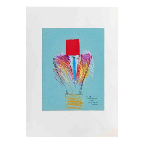 Sergio Barletta, Mr Square, the Perfect Wasp, 1970s, Mixed Media on Paper For Sale