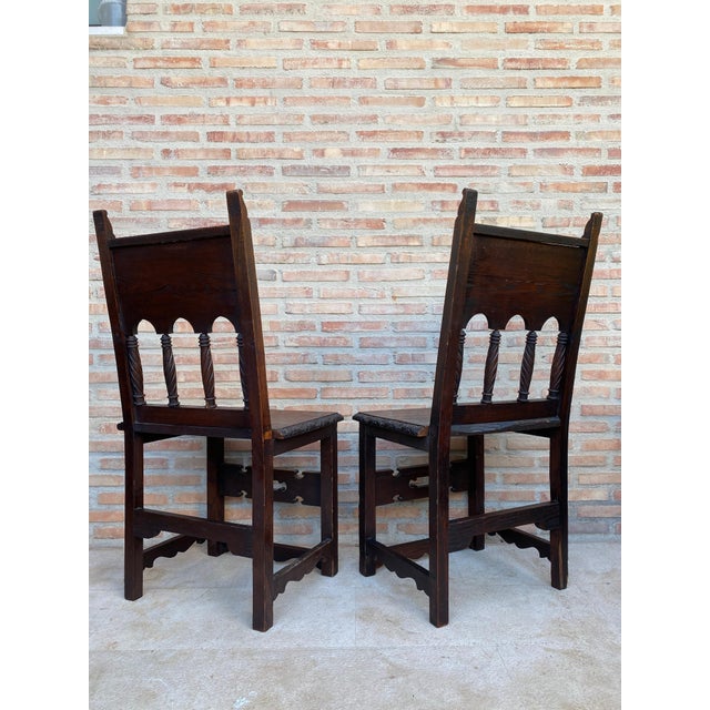 Early 20th Century Spanish Carved Chairs with Wood Seat, 1890s, Set of 2 For Sale - Image 18 of 18