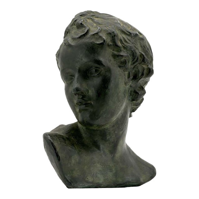 Neoclassical Terracotta Bust of Young Roman Ephebe 20th Century Spain Sculpture For Sale