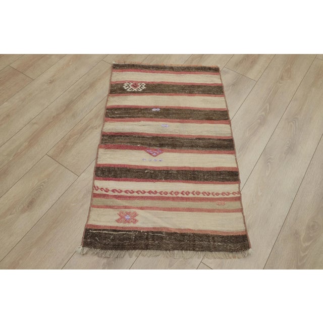 1950s Southwestern Rustic & Primitive Striped Small Rug For Sale - Image 13 of 13