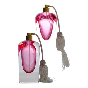 Tall & Elegant Pink Heavy Cut Crystal Venetian Perfume Bottle