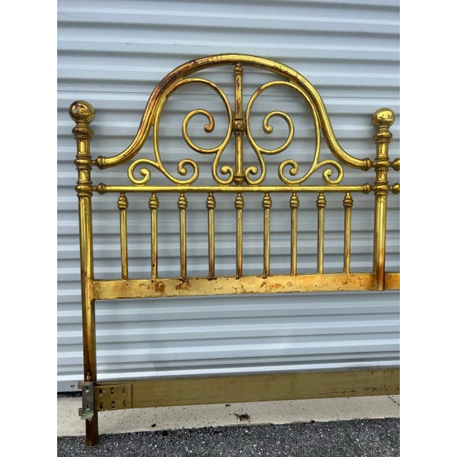 Mid-Century Modern Drexel Metal Gold Leaf King Sized Headboard For Sale - Image 3 of 11