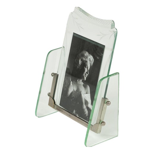 Mid-Century Picture Frame in Glass and Steel attributed to Fontana Arte, Italy, 1950s For Sale