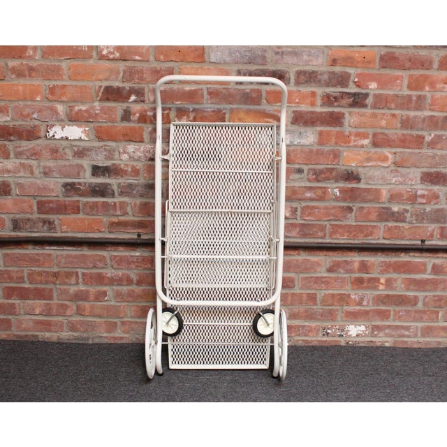 Mid-Century Modern Painted Metal Garden Tea/Bar Cart Trolley For Sale In New York - Image 6 of 11