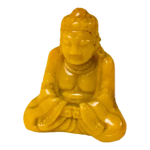 19th Century Chinese Carved Yellow Egg Yolk Buddha Figure