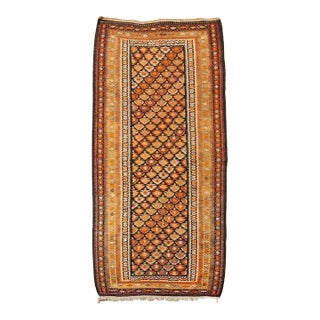 Early 20th Century Vintage Persian Veramin Kilim Orange Area Rug 4'9'' X 9'8'' For Sale