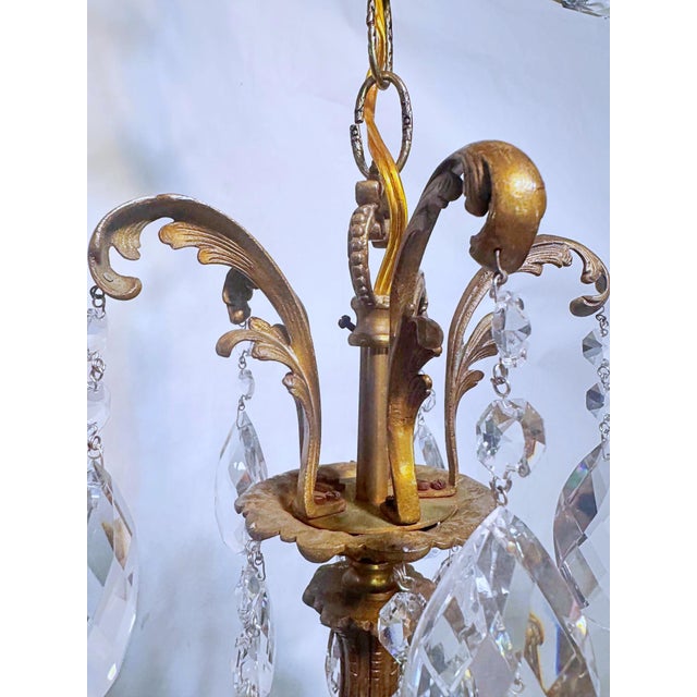 1950s Vintage Spanish Chandelier With Crystal Prisms For Sale - Image 9 of 10