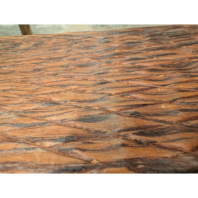 1970s Spanish Mediterranean Brutalist Carved Pine Pedestal Side Table For Sale In Raleigh - Image 6 of 11