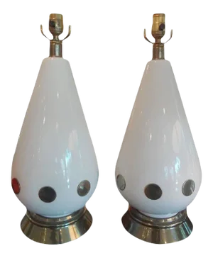 1970's High Style Mid-Century Modern Lamps-A Pair