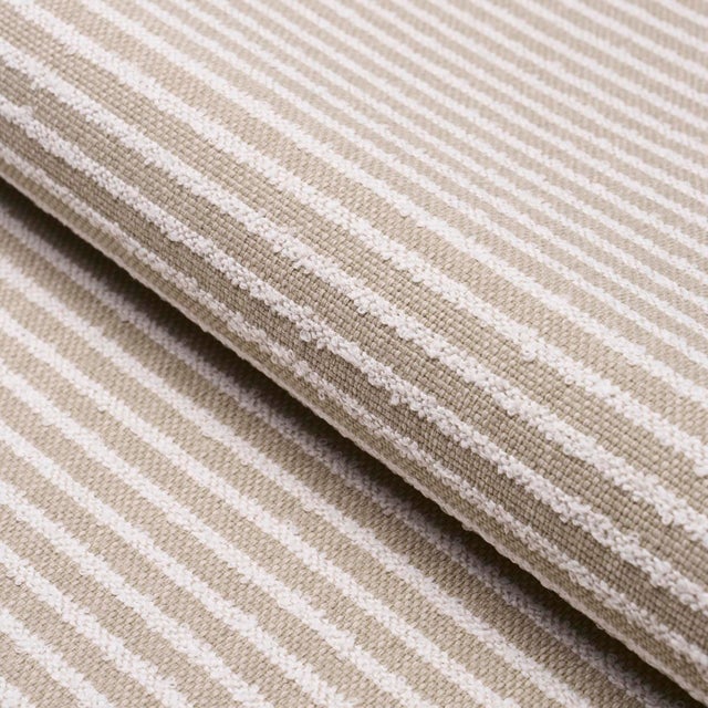 Schumacher Bouclé Stripe Indoor/Outdoor Fabric In Flax For Sale