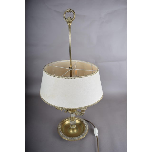 19th Century French Brass Three-Light Bouillotte Lamp with Fabric Shade For Sale - Image 10 of 13