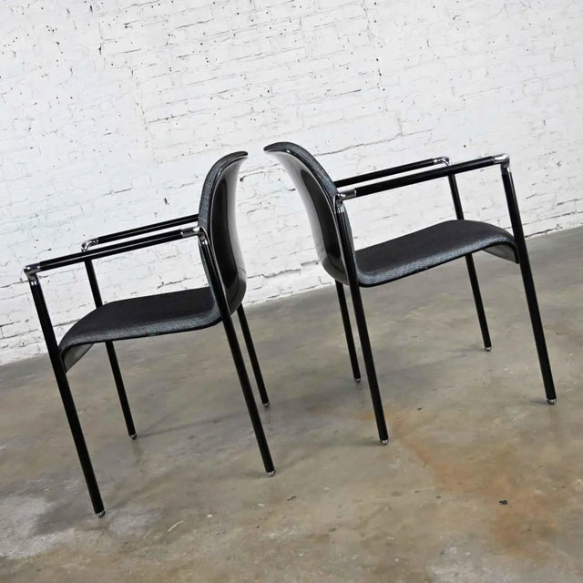 Modern Vintage Modern Armchairs Herman Miller Chrome & Black Original Fabric, a Pair For Sale - Image 3 of 13