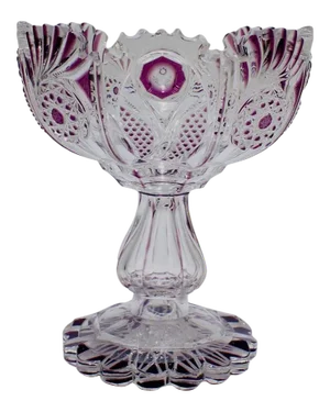 Antique Harrach Bohemian Purple Cut to Clear Glass Compote or Footed Bowl