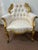 Early 20th Century French Louis XV Style Pair of Gilded Gold Creme Tufted Chairs For Sale - Image 9 of 12