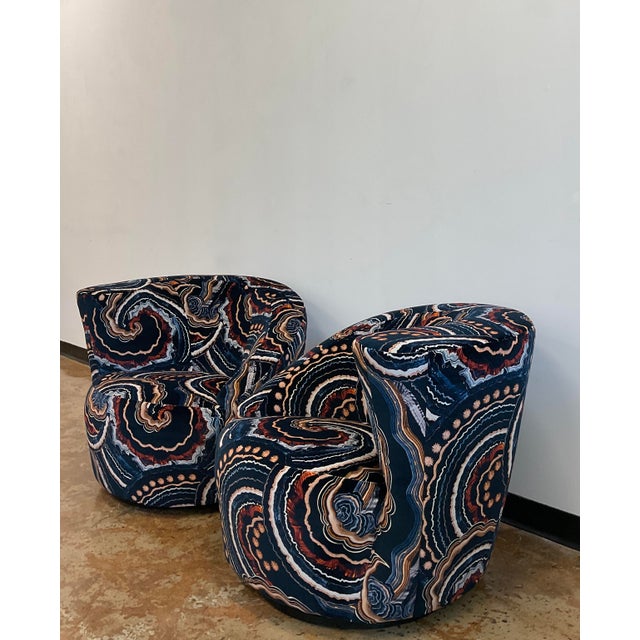 Pair of vintage nautilus chairs by Vladimir Kagan, for Directional; Circa 1980s, labeled. Chairs have been professionally...