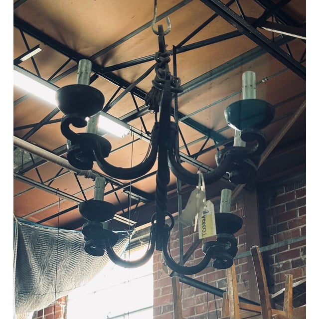 Mid 20th Century Suspended 8-Light Iron Chandelier For Sale In Atlanta - Image 6 of 9