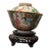 19th C. Chinese Famille Rose Figural Gaiwan With Carved Stand For Sale