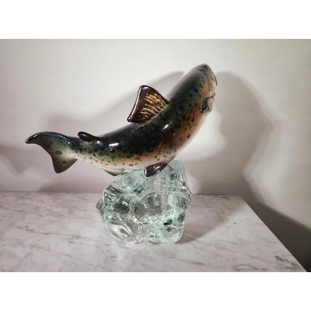 Porcelain Fish on Glass Stand, 1950s For Sale - Image 10 of 13