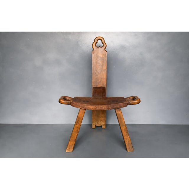 Antique brutalist milking chair French regionalist brutalist work from the middle of the XXth century. Solid and stable....