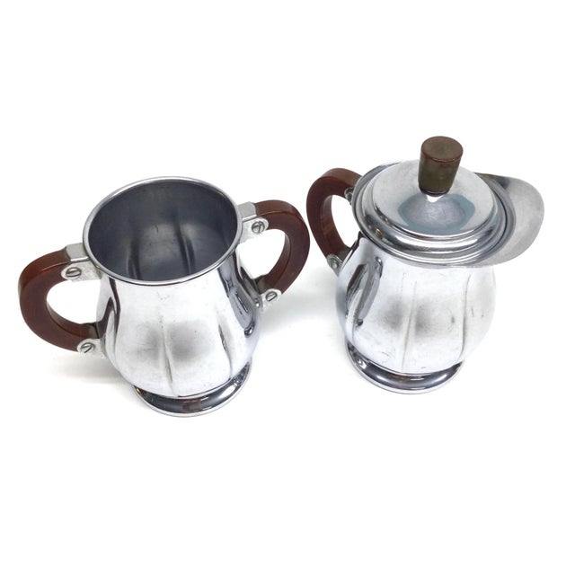 Art Deco Bakelite Farber Bros Krome Kraft Cream and Sugar Stainless For Sale - Image 9 of 11