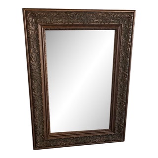 Vintage Ornately Framed Bronze-Tone Wall Mirror – 29” X 20” Heavy Decorative Accent For Sale