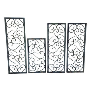 Antique Decorative Wrought Iron Panels, 1890s, Set of 4 For Sale