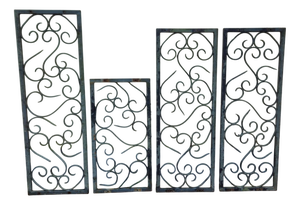 Antique Decorative Wrought Iron Panels, 1890s, Set of 4