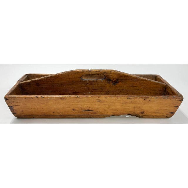 Antique Early 20th C Oversized Primitive Handled Wooden Box Toolbox For Sale In Kansas City - Image 6 of 11