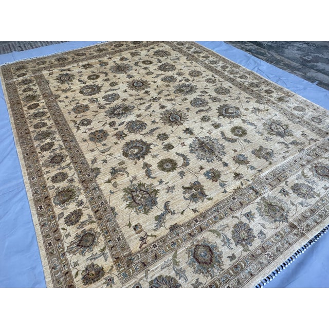 Traditional Hand-Knotted Afghan Oushak Chobi Wool Area Rug - 9'0" X 12'0" For Sale - Image 3 of 14