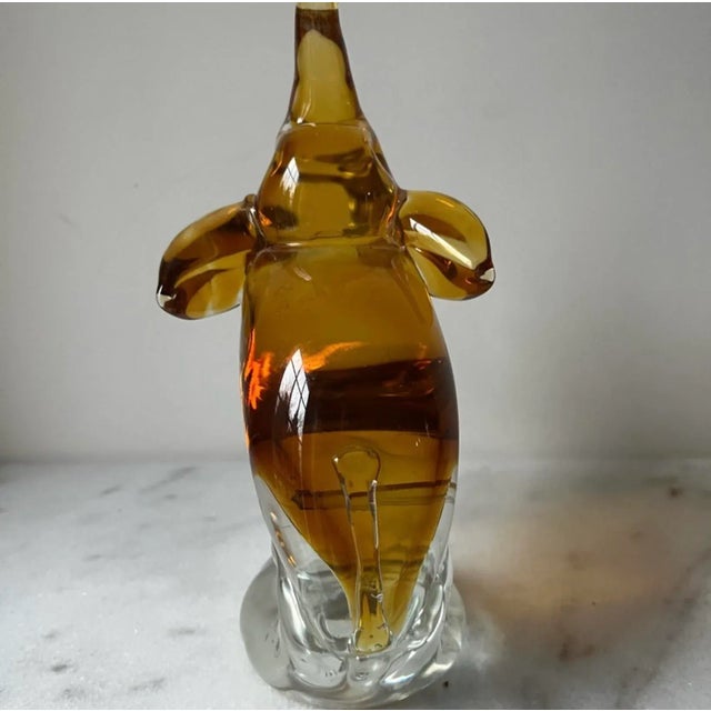 Vintage Amber /Honey Art Glass Elephant Large 8.5” Italy Hand Made .. For Sale - Image 11 of 12