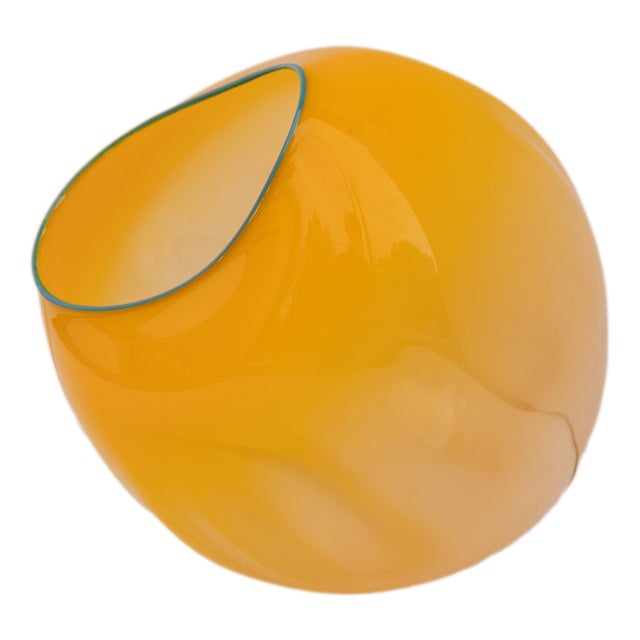 Dale Chihuly Dale Chihuly Hand-Blown Mango & Teal Lip Glass Basket Sculpture Signed & Dated, 2000 For Sale - Image 4 of 18