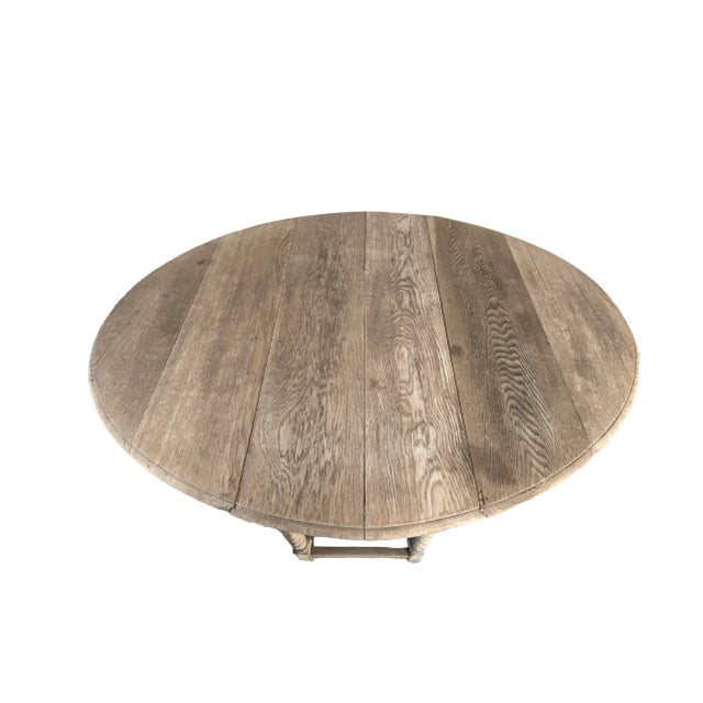 Wood Antique French Bleached Oak Gate Leg Table For Sale - Image 7 of 10