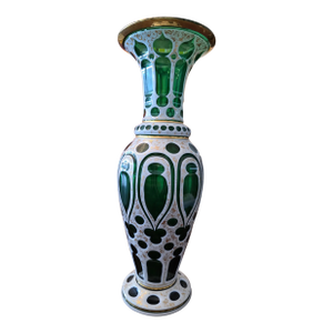 Antique Emerald Overlay Vase Attributed to Baccarat
