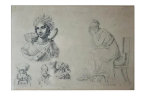 Empire Artist, Preparatory Drawing, 19th Century, Pencil on Paper