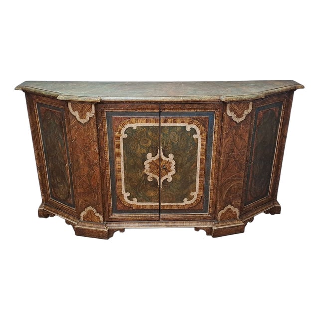 Large Rounded Lacquered Sideboard, Venice, Italy, 18th Century For Sale