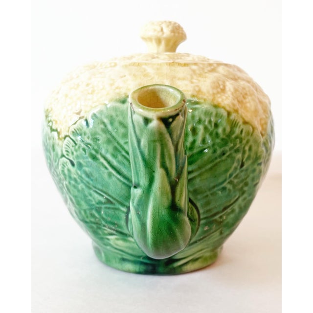 Antique Majolica Lettuce Ware Cauliflower Cabbage Teapot by Griffen, Smith & Hill Circa 1880 For Sale - Image 4 of 8