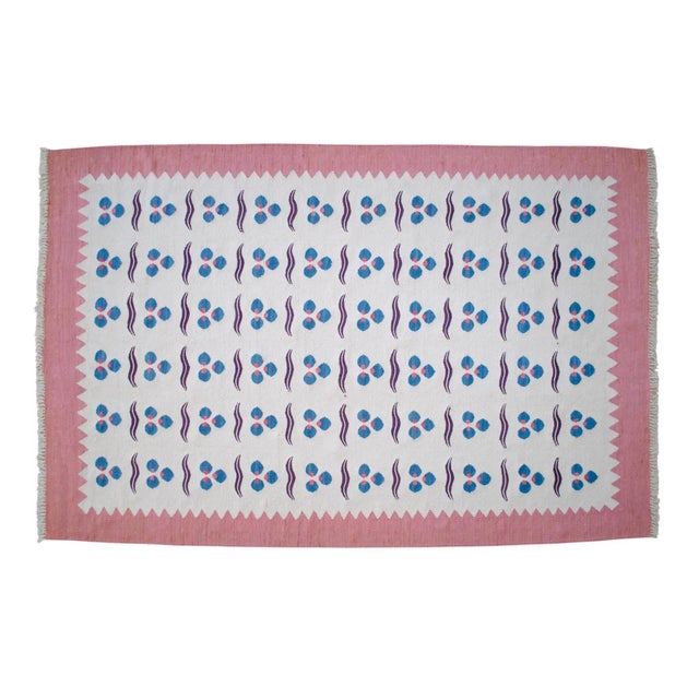 2020s Turkish Silk Rug Kilim HandWoven Chintamani Motif Oushak Area Rug - 4′2″ × 6′4″ For Sale - Image 5 of 18