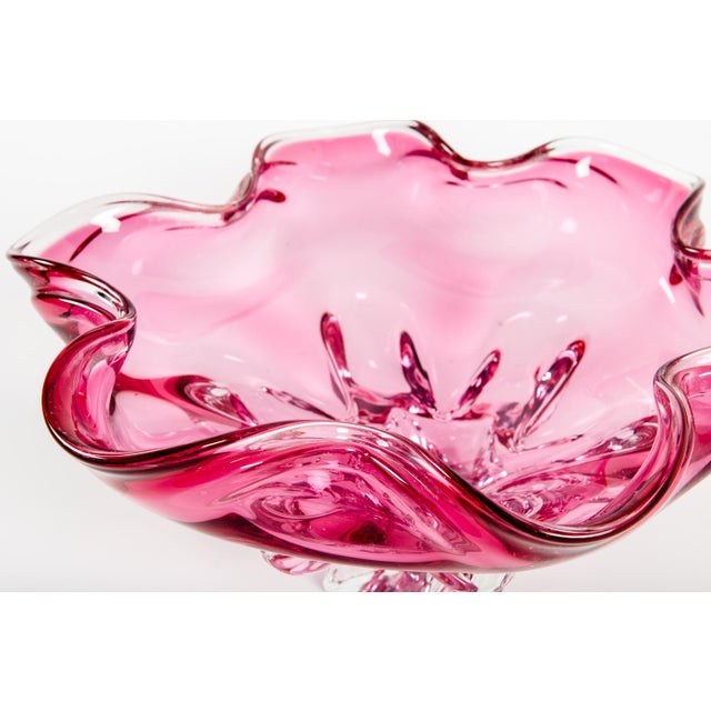 Vintage Murano Glass Cranberry Center Piece For Sale In New York - Image 6 of 7